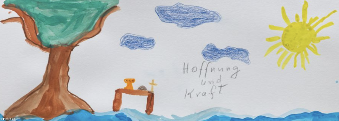 Aquarell Baum, Altar, Sonne 