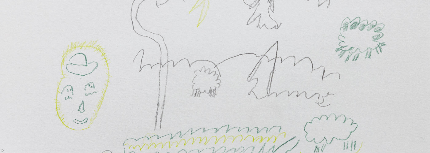 Blei- und Buntstiftzeichnung Schafe und Hirte; ©:  Blei- und Buntstiftzeichnung Schafe und Hirte