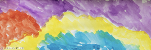 Aquarell Sonne überm Regenbogen