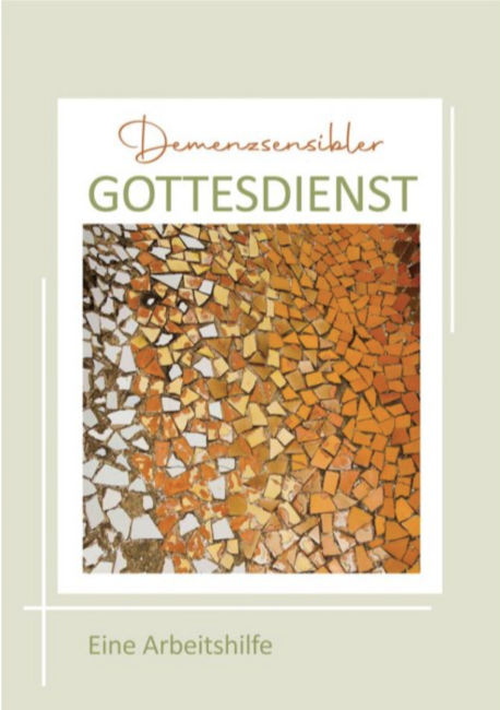 Cover Heftchen Arbeitshilfe Demenzsensibler Gottesdienst - Mosaik in Brauntönen in der Mitte