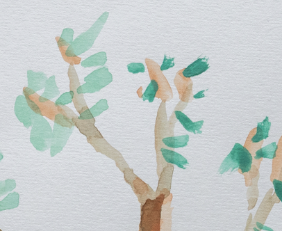 Aquarell Ast mit Blättern