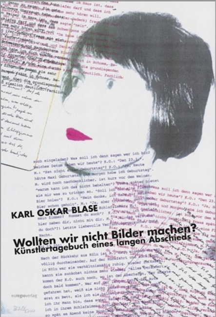 Buchcover mit überlagerten Schriften, zentral oben ein Frauenportrait s/w mit roten Lippen